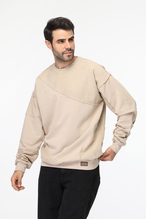 Over Size Sweat Shirt Beige - Image 3