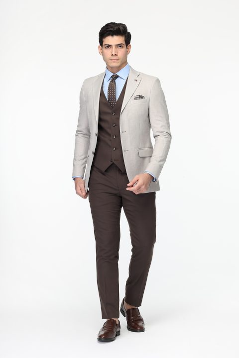 Slim Fit Suit Beige