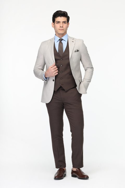 Slim Fit Suit Beige - Image 4