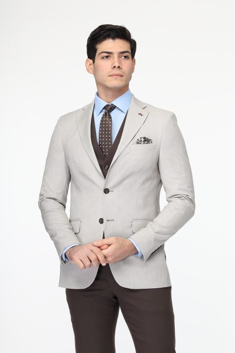 Slim Fit Suit Beige - Image 5