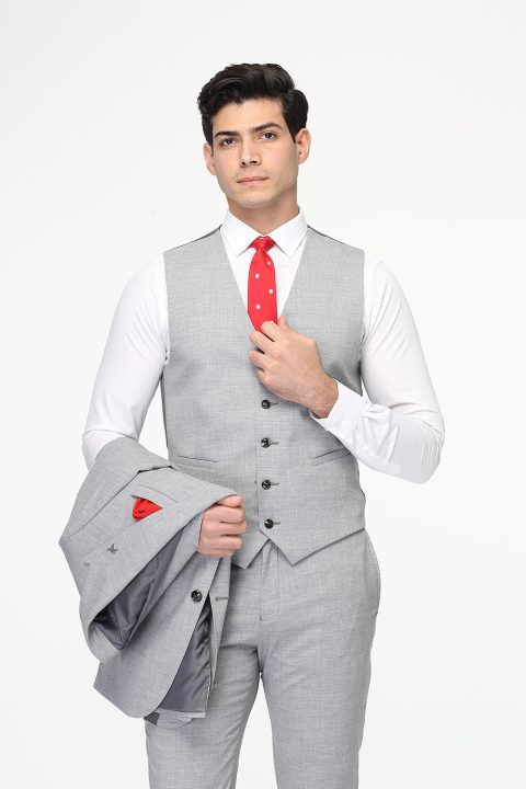 Slim Fit Suit Light Gray - Image 3