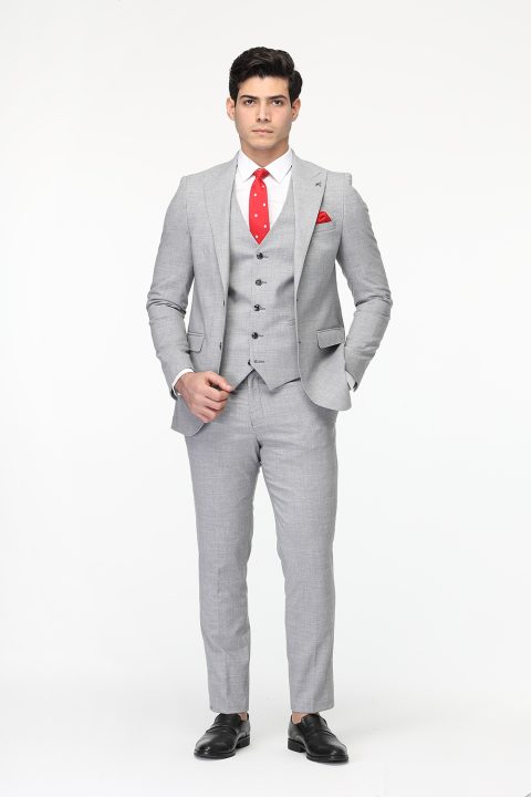 Slim Fit Suit Light Gray