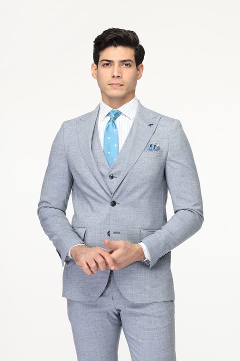 Slim Fit Suit Light Blue - Image 4