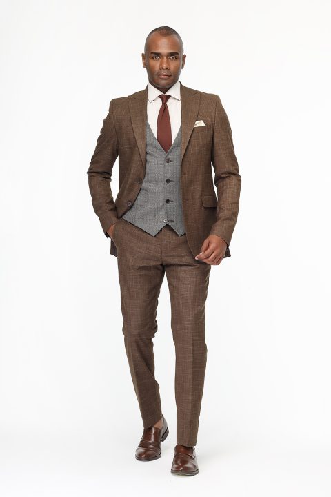 Slim Fit Suit Brown