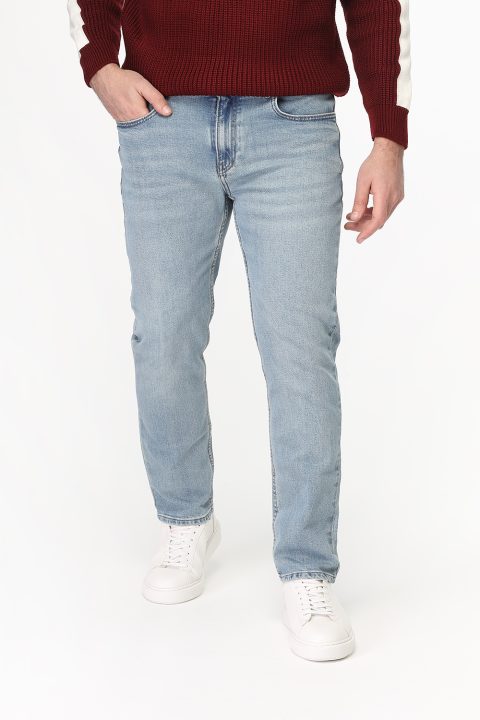 Slim Straight Fit Trousers Jeans Light Blue