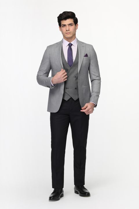 Slim Fit Suit Light Gray