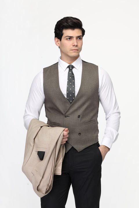 Slim Fit Suit Beige - Image 3