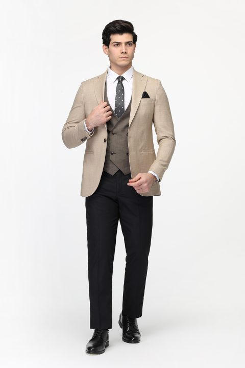 Slim Fit Suit Beige