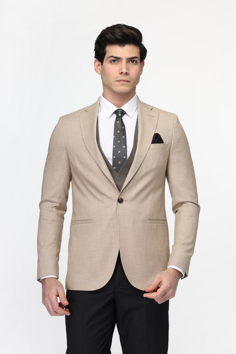 Slim Fit Suit Beige - Image 4