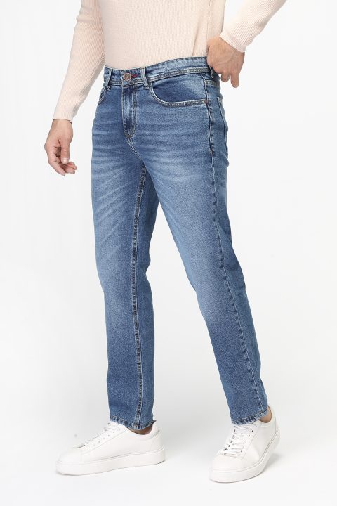 Slim Straight Fit Trousers Jeans Light Blue - Image 3