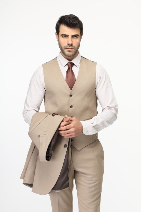 Slim Fit Suit Beige - Image 3