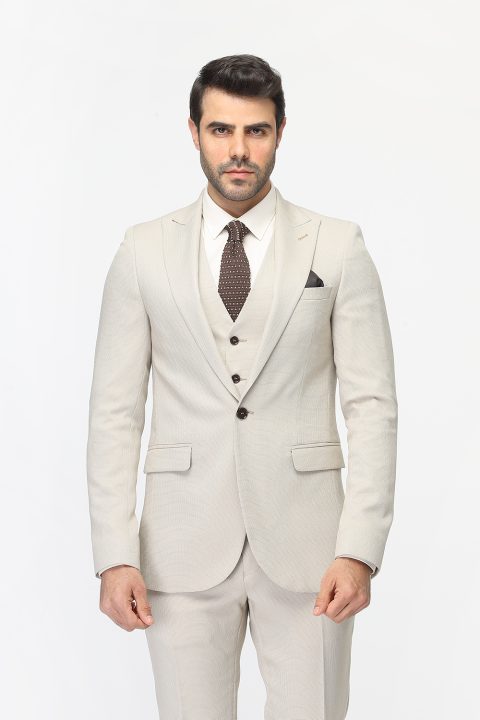 Slim Fit Suit Beige - Image 4