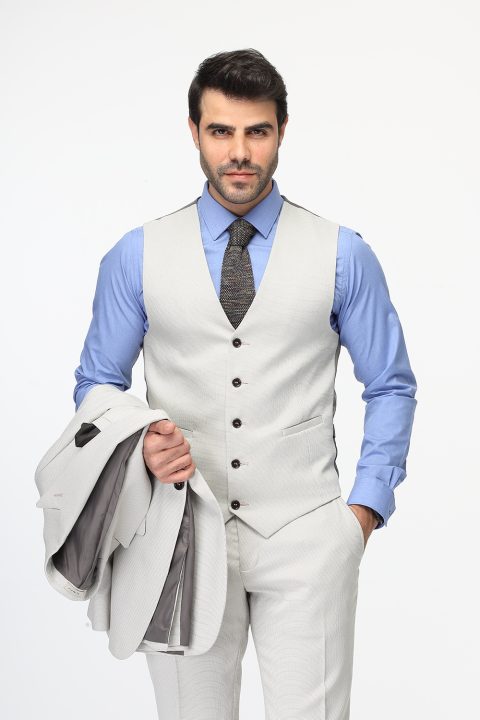 Slim Fit Suit Beige - Image 3