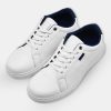 White Sneakers with Subtle Dark Blue Details