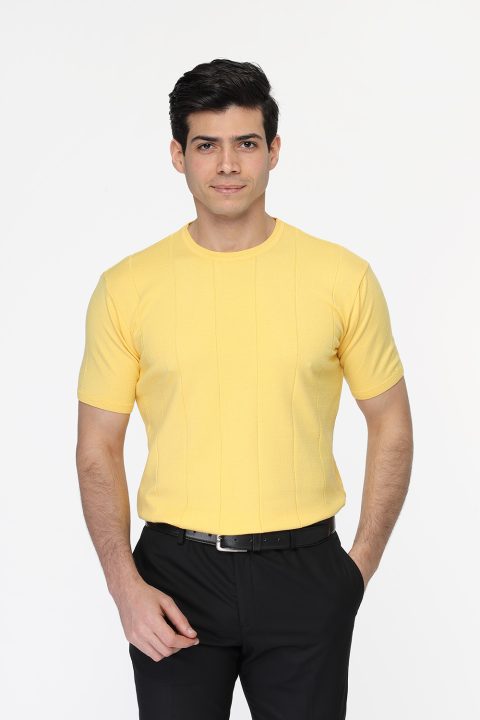Regular Fit Knitted T-Shirt Yellow