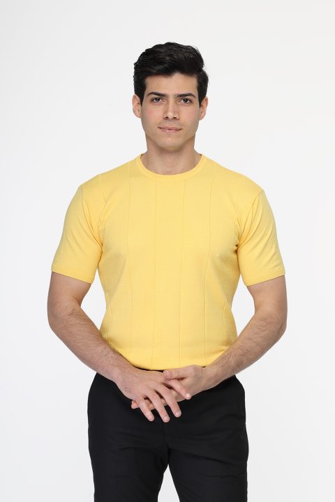Regular Fit Knitted T-Shirt Yellow - Image 3