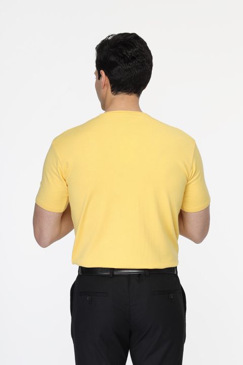 Regular Fit Knitted T-Shirt Yellow - Image 4