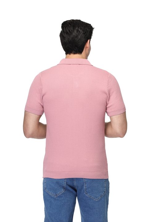 Polo Shirt Regular Fit Knitted Pink - Image 3