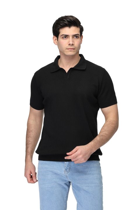 Polo Shirt Regular Fit Knitted Black