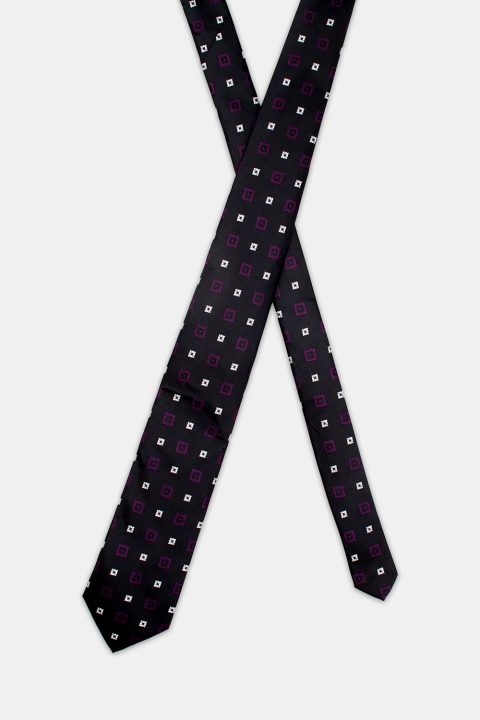 Jacquard Tie 7 cm Black - Image 2