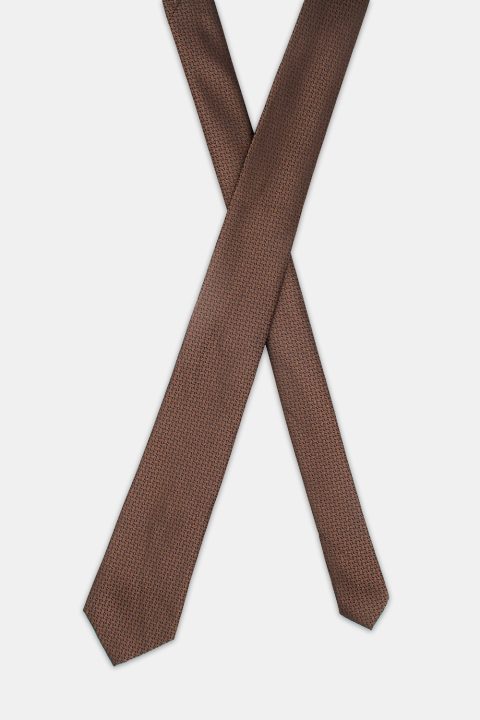 Jacquard Tie 7 cm Brown - Image 2