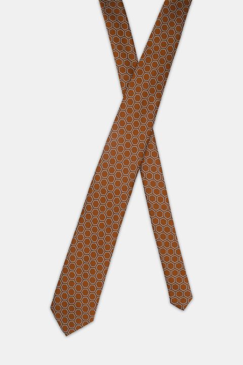 Jacquard Tie 7 cm Brown - Image 2