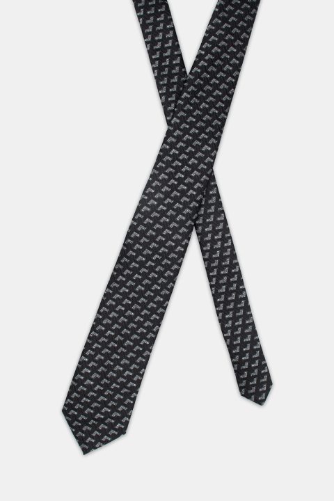 Jacquard Tie 7 cm Black - Image 2