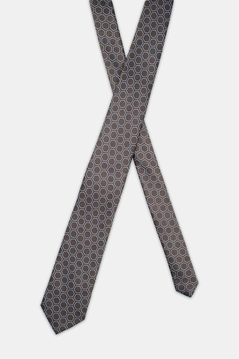 Jacquard Tie 7 cm Brown - Image 2