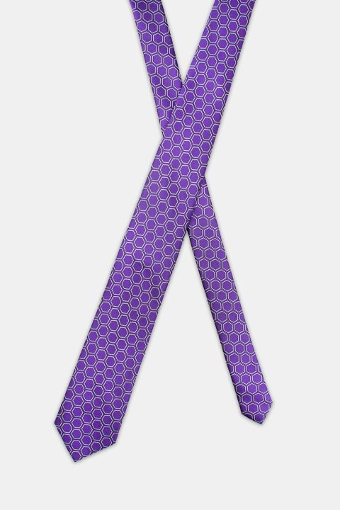 Jacquard Tie 7 cm Purple - Image 2