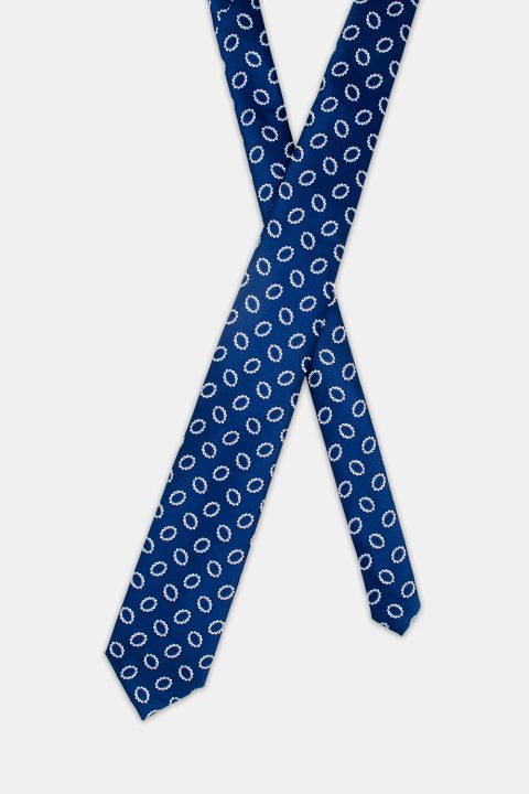 Jacquard Tie 7 cm Dark Blue - Image 2
